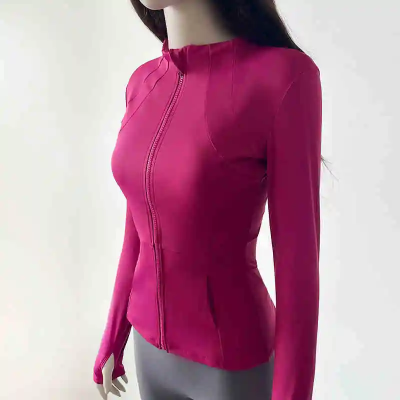 Popular Women Gym Yoga Jacket Running Zip Long Sleeve Workout Tops Lightweight Slim Fit  Jacket Running Sweatshirt