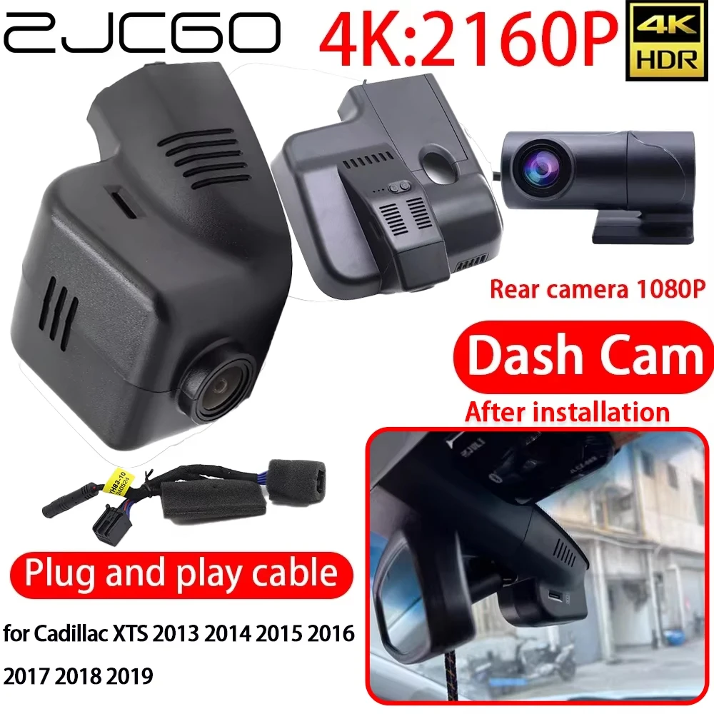 ZJCGO 4K Car DVR Dash Cam Wifi Front Rear Camera 24h Monitor for Cadillac XTS 2013 2014 2015 2016 2017 2018 2019