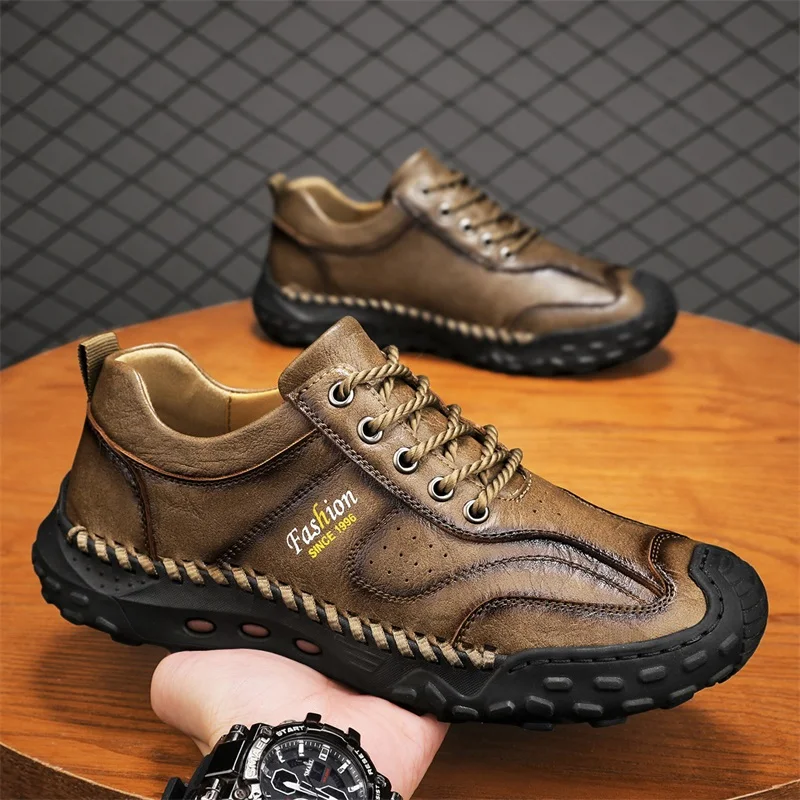 

Высококачественные мужские ботинки из натуральной кожи ручной работы, дышащие повседневные туфли, удобные прогулочные кроссовки, люксовый бренд, мокасины