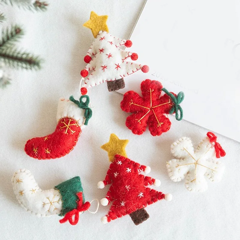 1PC Christmas Wool Felt Pendant Christmas Tree Ornaments DIY Home Hanging Pendants Craft Xmas Kids Gifts New Year Party Decor