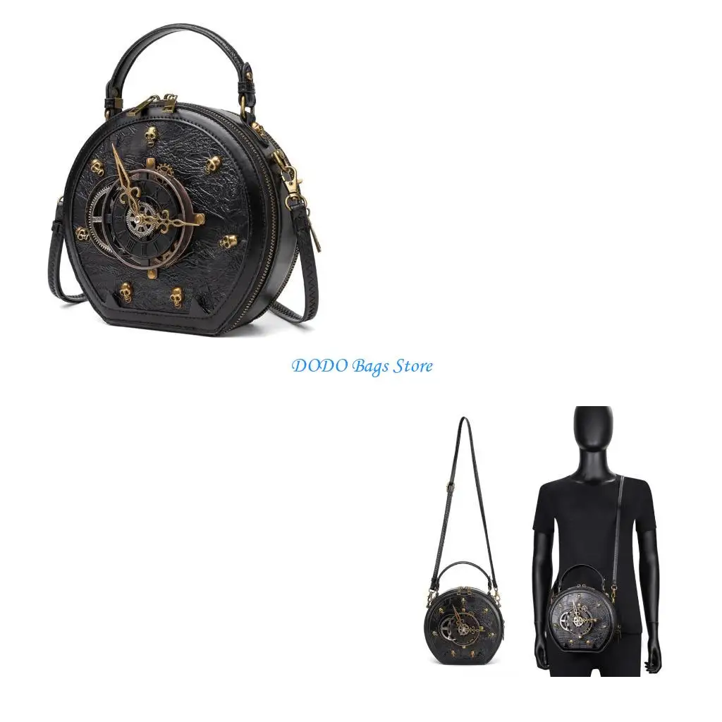 

Женская сумка в стиле стимпанк, сумка через плечо из искусственной кожи, сумка с часами, модная сумка через плечо, сумка и