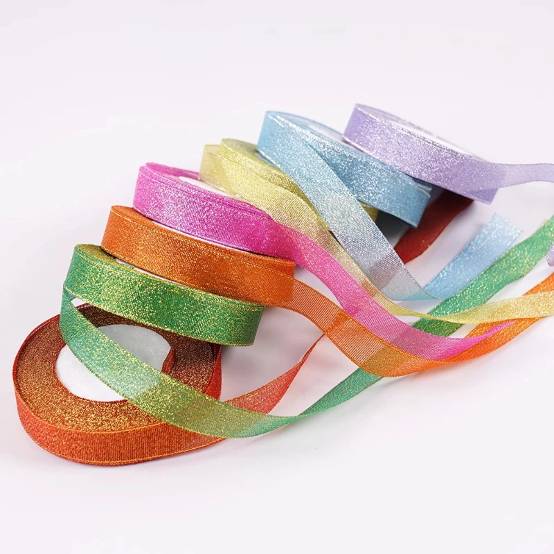

25Yards/roll 6mm-40mm Multicolor Satin Glitter Onion Ribbons Wedding Party DIY Clothing Shoes and Hats Accessories Bow Ribbon