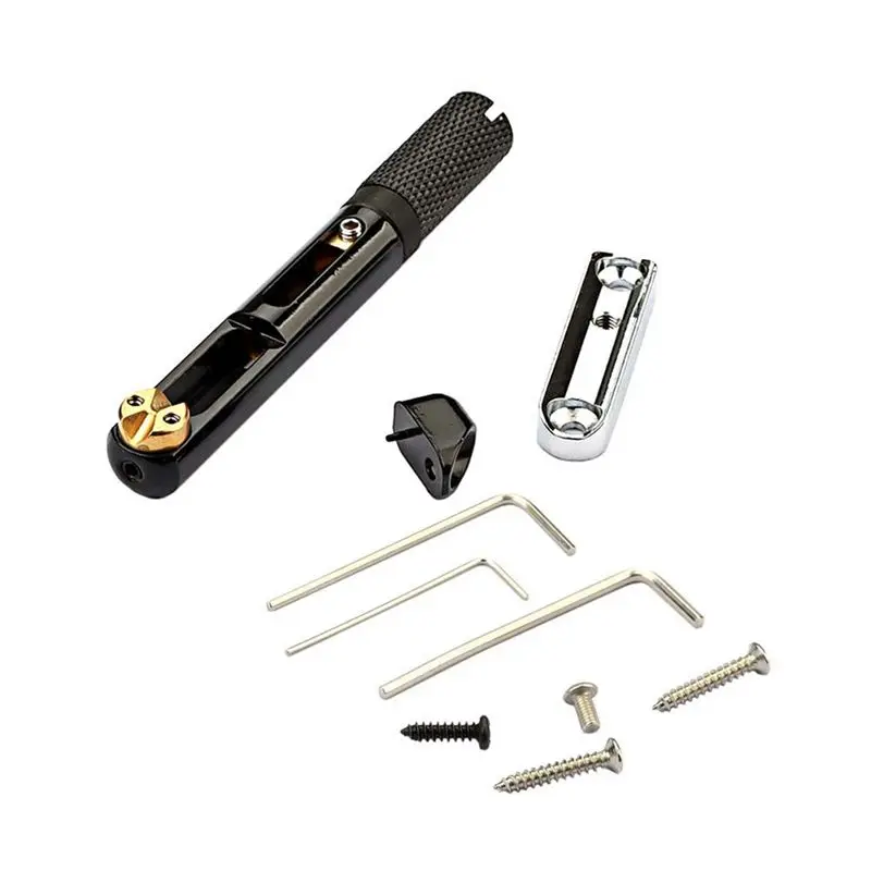 

ABVB-Single Set Saddle Headless Electric Guitar Bridge Tailpiece With Wrench For Headless Electric Guitar Black