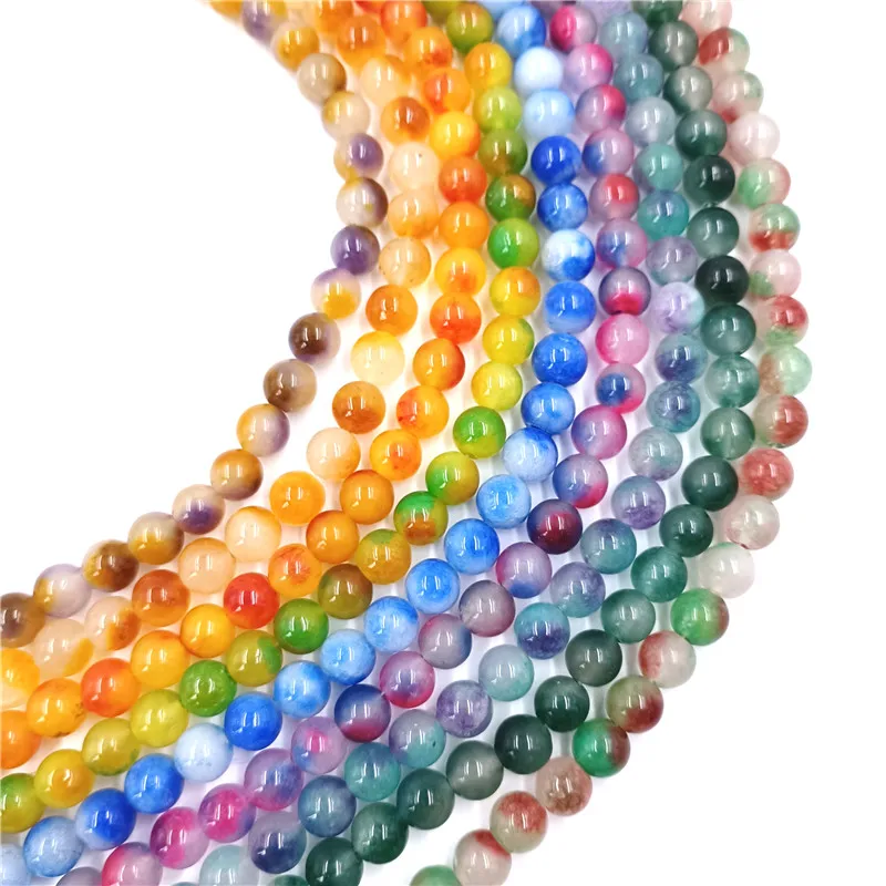 6/8/10mm Round Natural Stone Floating Flower Jade Loose Beads DIY Jewelry Making Necklaces Handmade Material Wholesale