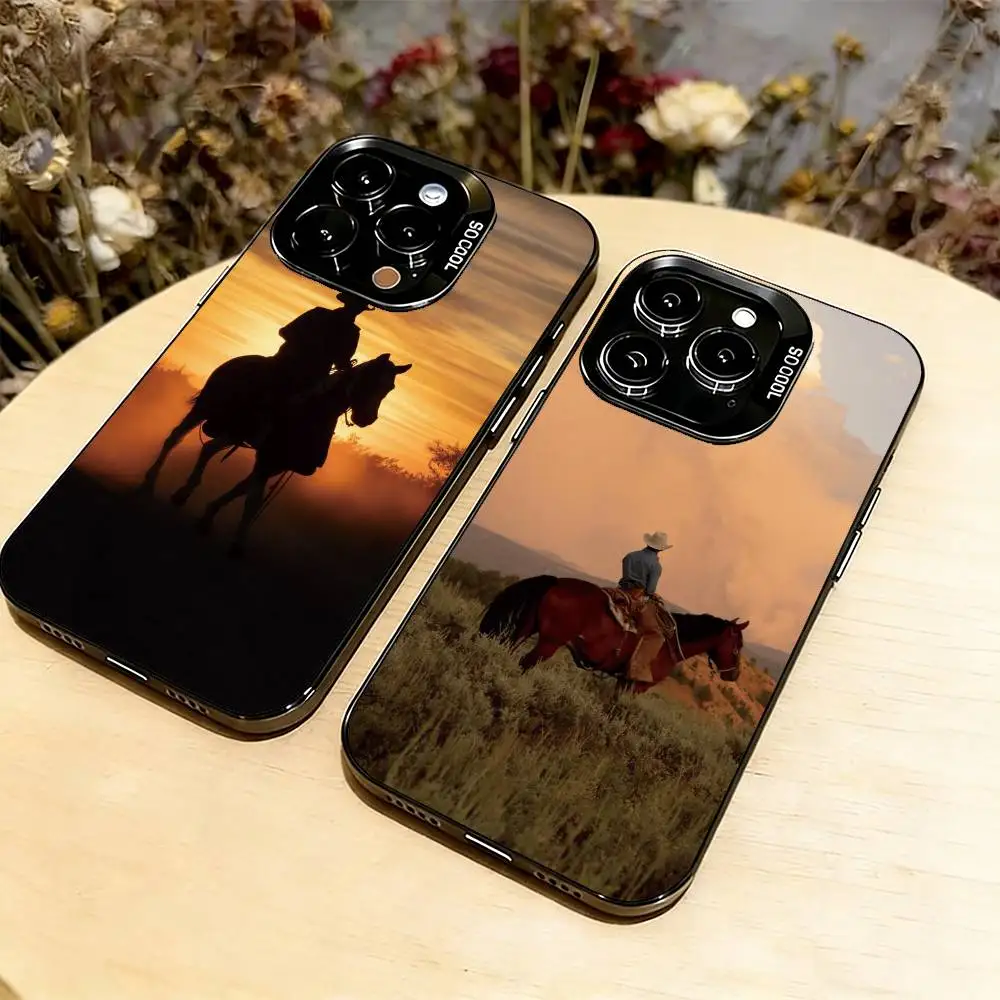 

Western cowboy Phone Case For iPhone 17,16,15,14,13,12,11 Plus,Pro Max,XS,Colorful Silver Phone case Funda Cover