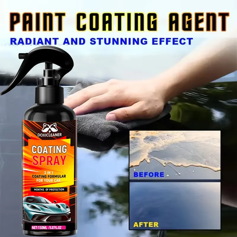 3 in 1 Ultimate Nano Ceramic Coating Spray - Ultimate Car Paint Protection & Hydrophobic Glass Treatment, Car Ceramic Coating, W