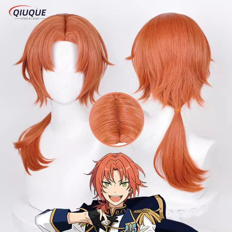 

Anime Ensemble Stars ES Tsukinaga Leo Cosplay Wig Long Orange Heat Resistant Synthetic Hair Halloween Wigs + Wig Cap
