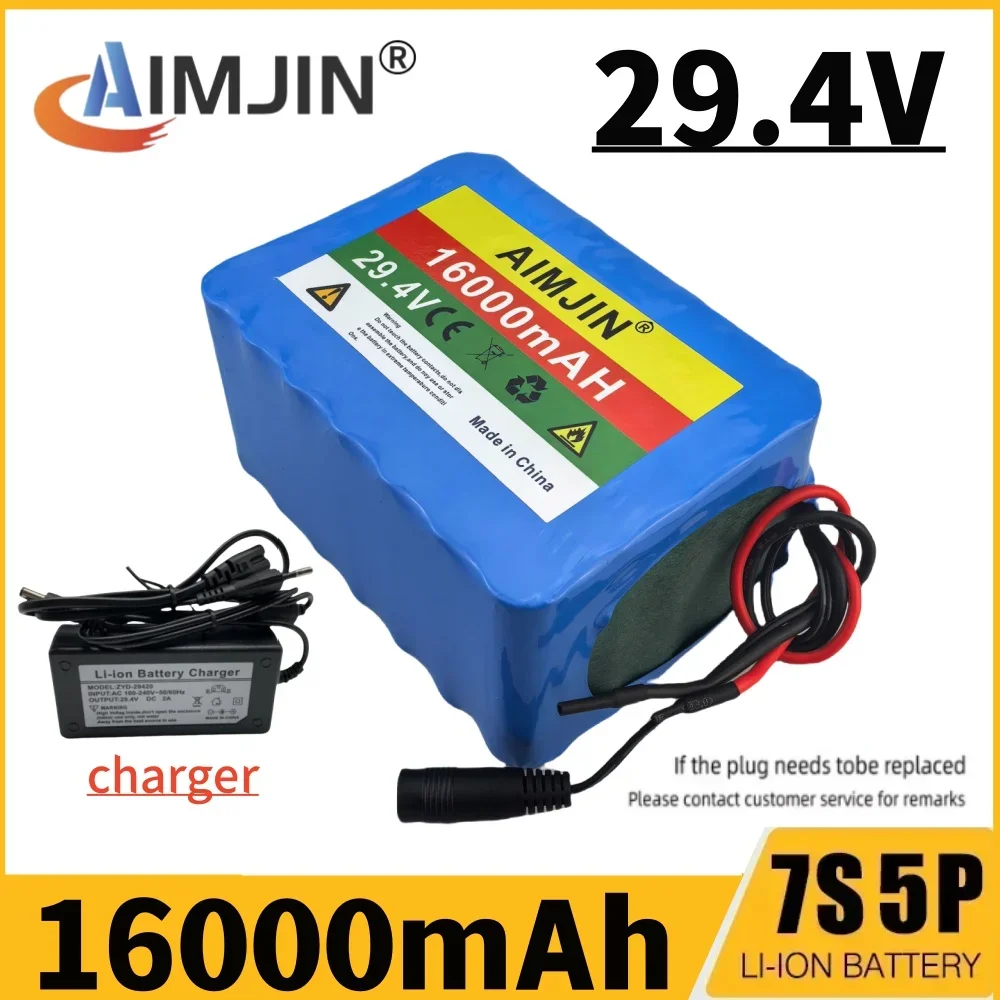 

New 7S5P 29.4V 16000mAh Rechargeable Battery Pack Suitable for LED Sound Vacuum Cleaner Light Belt Scooter Toy Car BMS