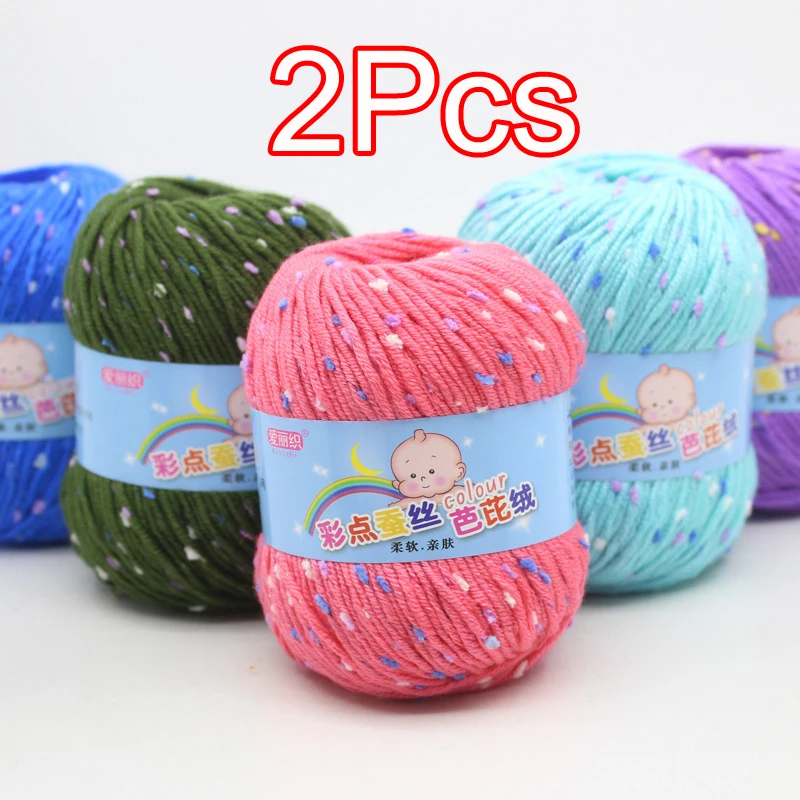 

2Pcs Hand knitting dot Cotton Yarn For soft Crochet Thread Colorful knit line for sweater blanket scarf sock hat Crocheting yarn