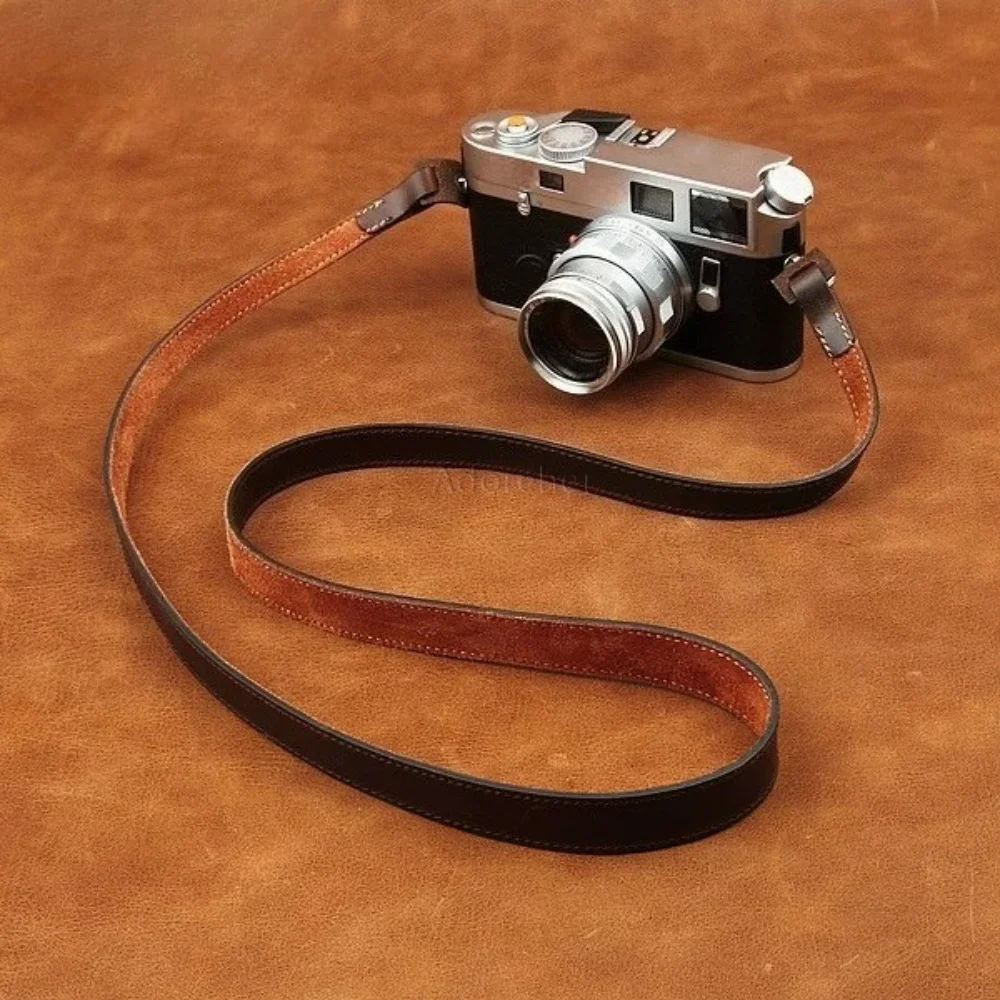 1PC Cowhide Camera Shoulder Strap Round Hole Design Neck Sling Replacement Fit for Leica Mirrorless DSLR Camera