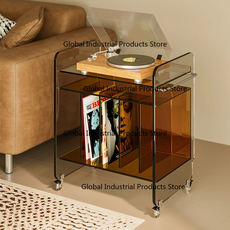 Custom Size Clear Acrylic Record Cabinet Side Table Vinyl Stand End Table for Record Player Storage
