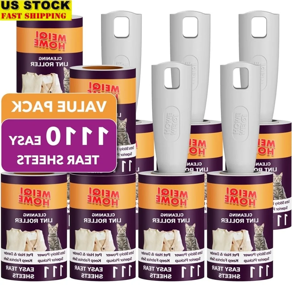 

Extra Sticky Lint Rollers 1110 Sheets Pet Hair Remover Travel Size 5 Handles 10 Rollers Bulk Savings Set