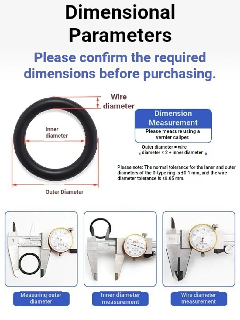 Black NBR Rubber O-Ring Seals Waterproof Heat Resistant Oil Seal Gasket 1-5mm Wire Diameter 4-100mm Diameter for Mechanical Use