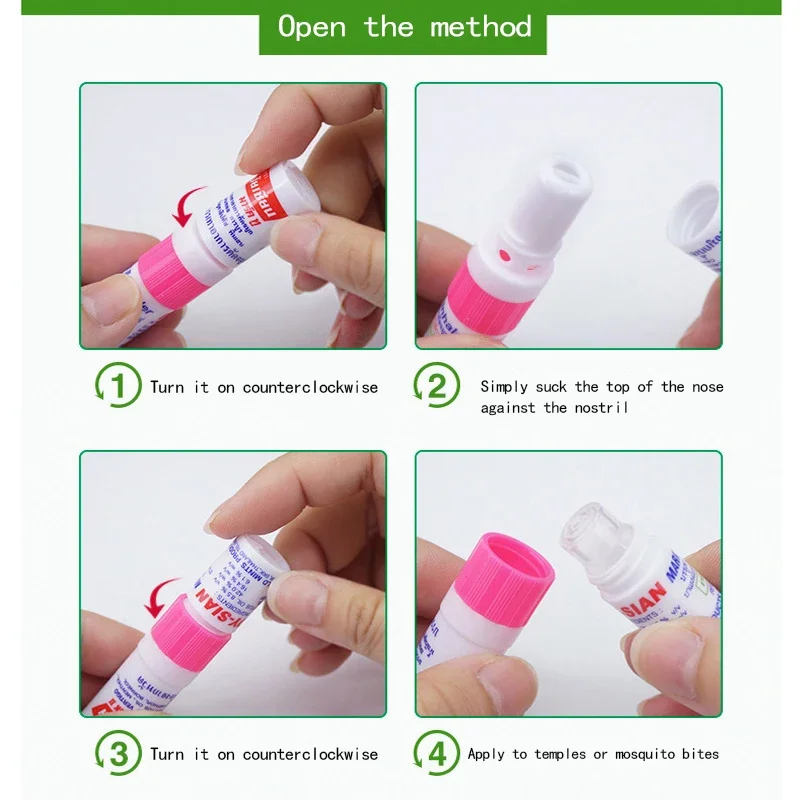 6pcs Thai six-color nasal congestion refreshes the brain and nose suction cooling oil in class to drive to prevent sleepiness