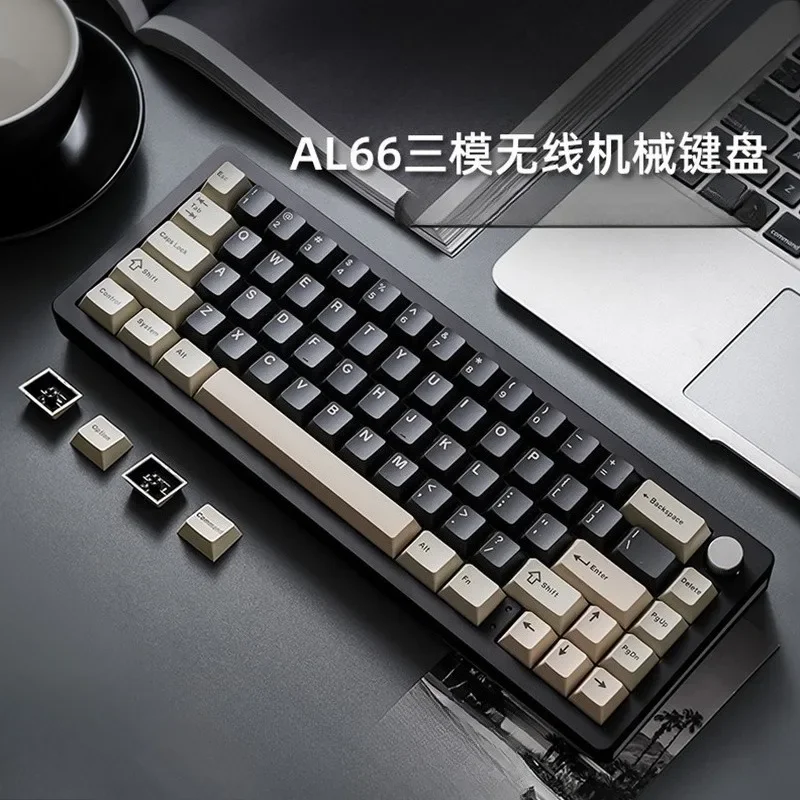 AL66 Mechanical Keyboard Aluminum Alloy Hot Swap Gasket Mount RGB Backlit 3 Modes Programmable Multifunction KnobGoods in stock