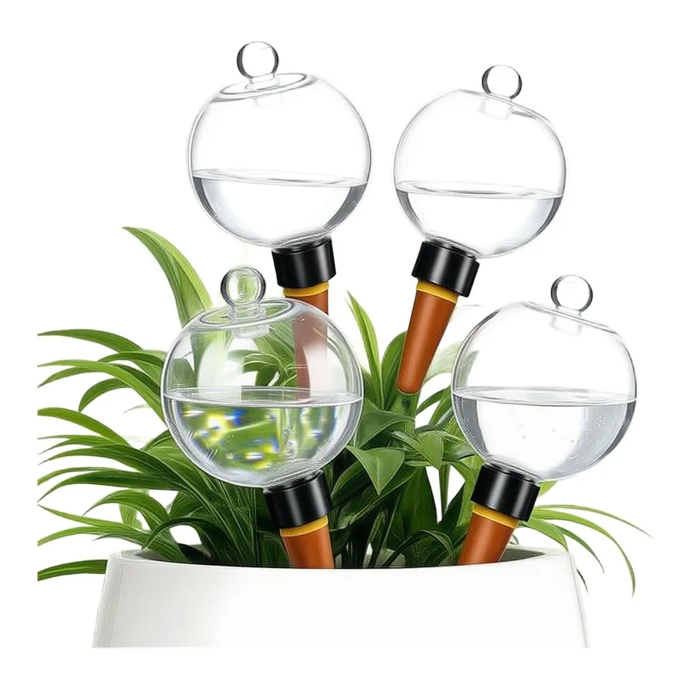 Self Watering Globes for Indoor Outdoor Plants 4 Pack 26 oz with Terracotta Spikes for Extended Up to 3 Weeks Watering Cycle