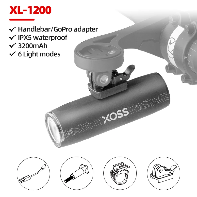 XOSS XL400/XL800 Fietskoplamp 400/800 Lumen USB Oplaadbare Road MTB Voorlamp Fietslicht Aluminium Ultralight Zaklamp