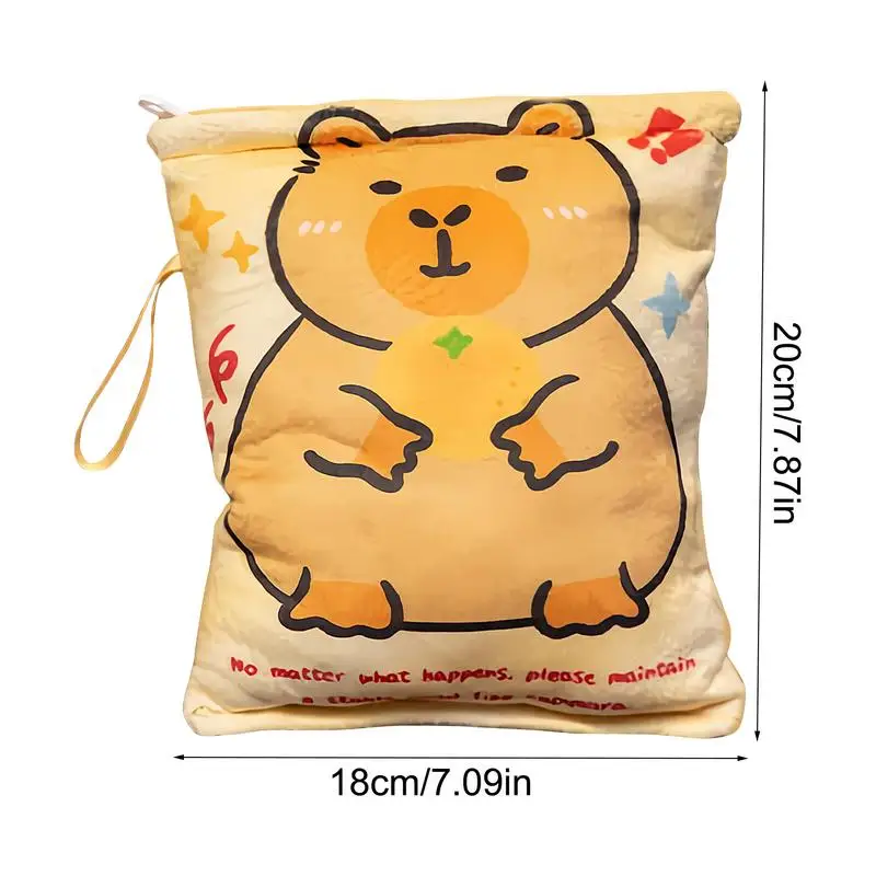 Snack Bag Plush Snack Pouch Capybara Keychain Soft Hugging Pillow With Lanyard Keychain With 4 Dolls For Preschoolers Students