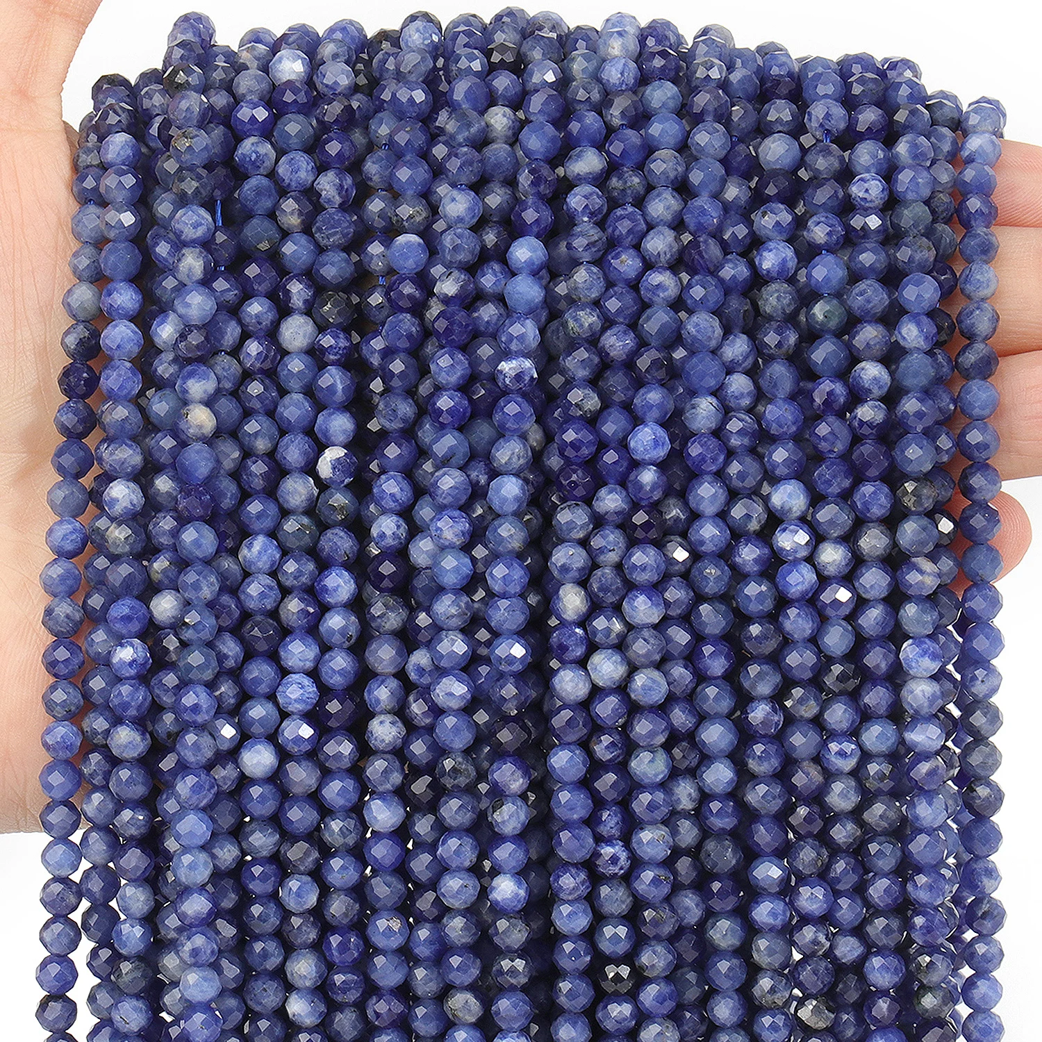 Natural Blue Sodalite Jasper Beads 2 3 4mm Faceted Loose Tiny Beads Diy Waist Chain Beads Chocker Necklace Beading Accessories