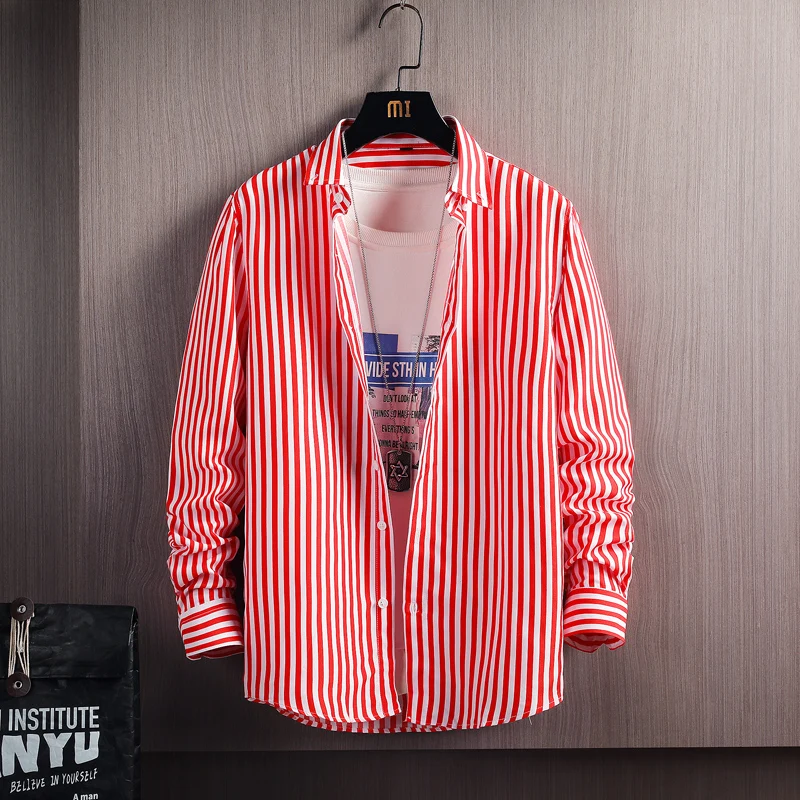 2023 Spring and summer New Men's Fashion long Sleeve Striped Shirt Mens Slim fit Business Casual High Quality Shirts men M-4XL