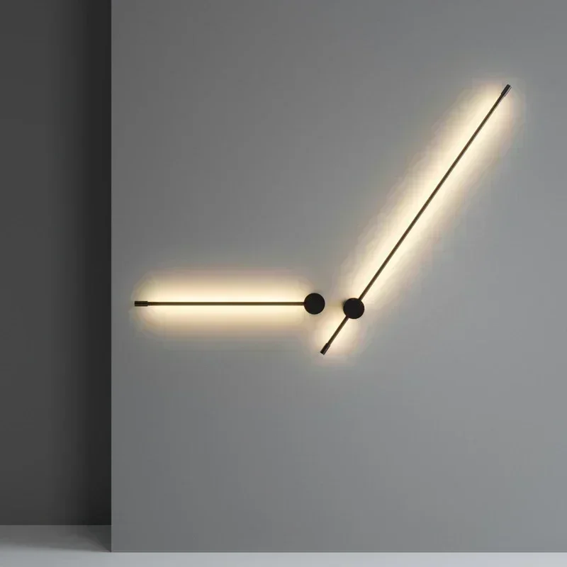 Creative 2-Pack LED Line Wall Lamp - RGB & Dimmable Warm Light, Modern Art Sconce for Bedroom Living Room Background APP Control