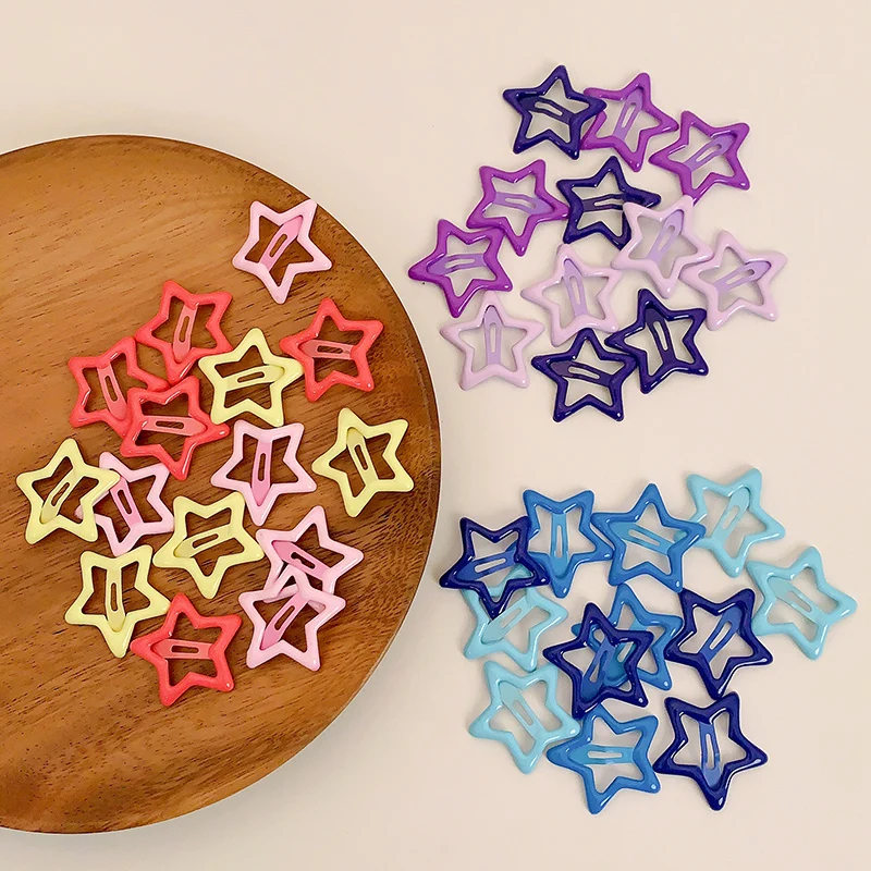 10-100pcs Candy Color Star Hairpin Metal Bb Clips Y2K Baby Side Clip Five-pointed Star Mini Hairpins Children\'s Hair Accessories