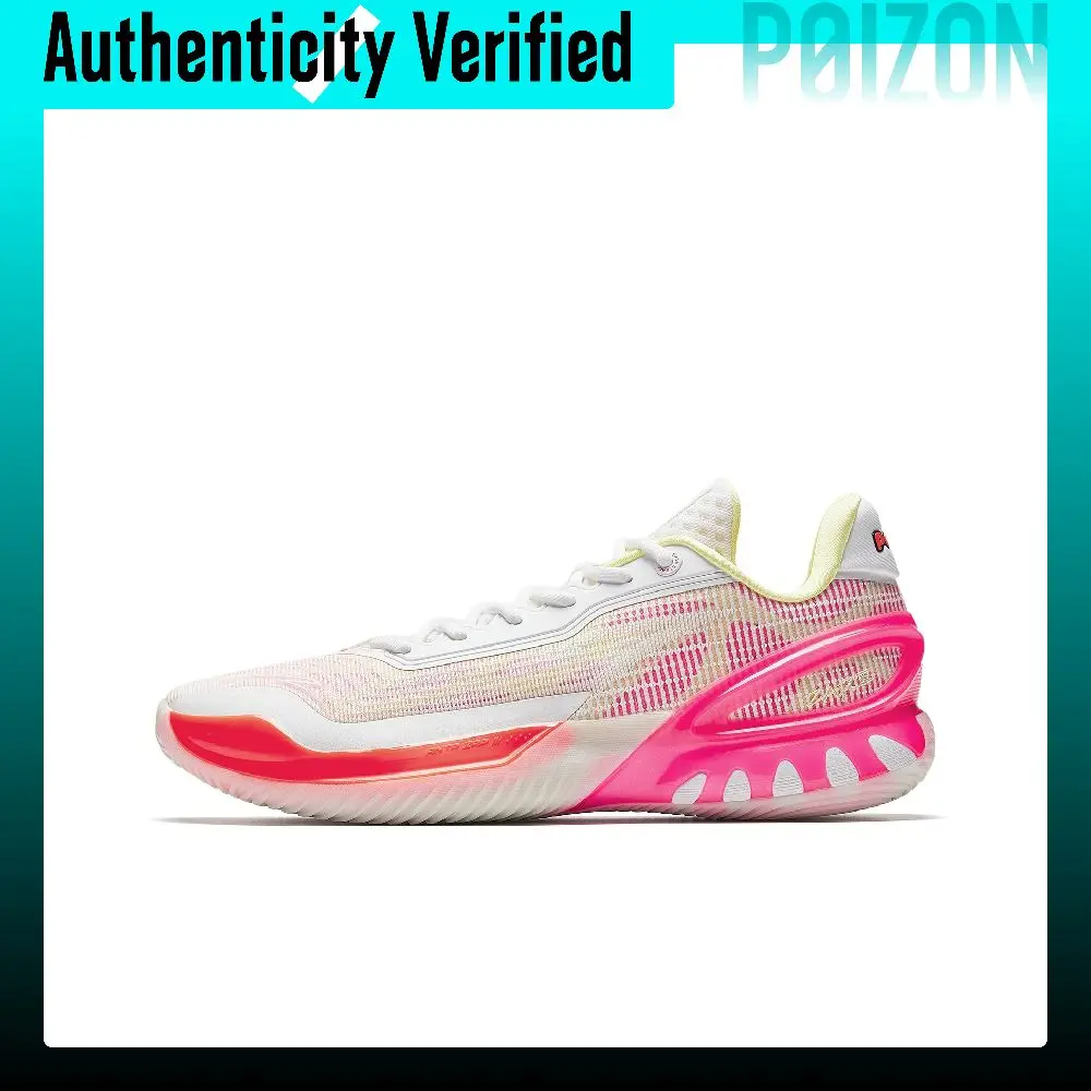 Anta Zap 3, Zapatillas de Baloncesto para Hombre con Amortiguación, Resistentes al Desgaste, de Caña Baja, con Placa de Carbono en la Horquilla Delantera, Color Blanco, Rosa y Naranja, 912531110Q-1