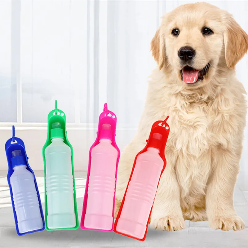 250ml/500ml Pet Dog Water Bottle Plastic Portable Water Bottle Pets Outdoor Travel Drinking Water Feeder Bowl Foldable Dog Bowls