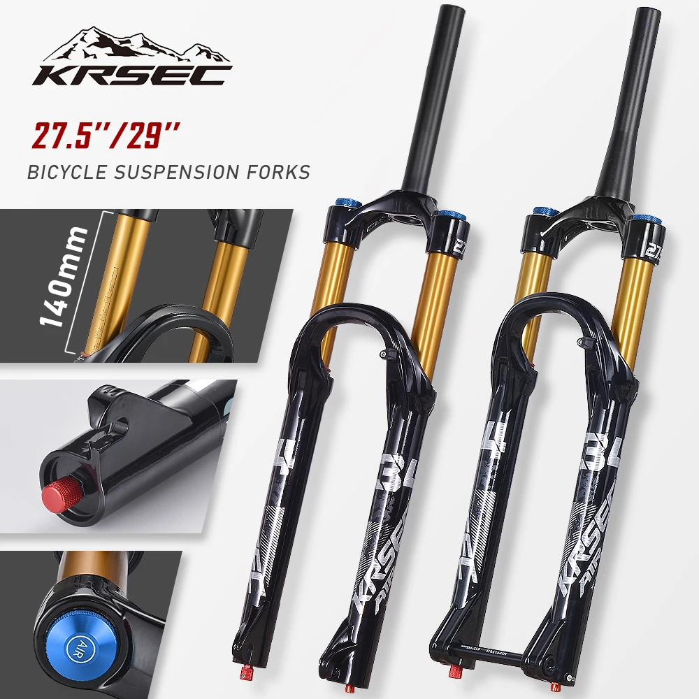 

KRSEC AIR34 Bicycle Suspension Air Fork Rebound Adjustment 27.5/29Inch Straight/Tapered RL/LO MTB Bike Fork 140mm Travel