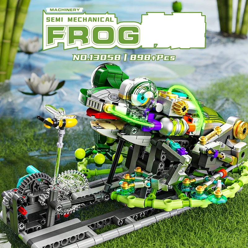 

DIY mechanical toy desktop ornaments, 898 PCS mechanical frog model assembly, animal world children's building blocks toy gift