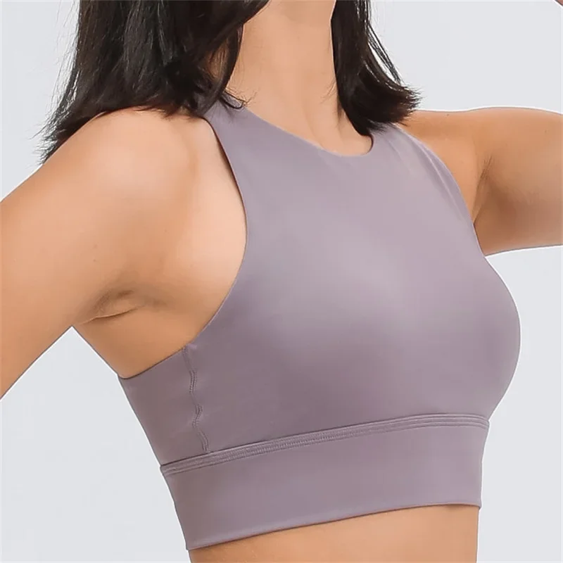 Nepoagym LUCKY New Color Women Longline Sports Bra with Triangle Cutout on Back High Impact High Neck Fitness Crop Bra Top