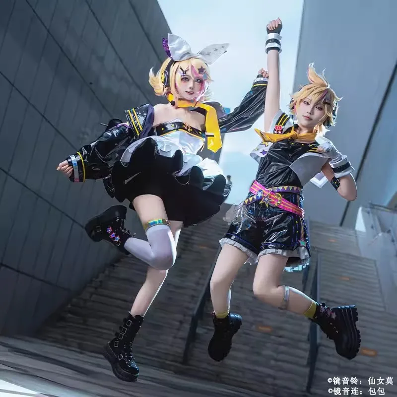 Game Muse Dash and Rin Cosplay Costume jacket skirt Mikuu Rin Len Uniform Outfits Anime Cosplay Costumes Halloween costume wig