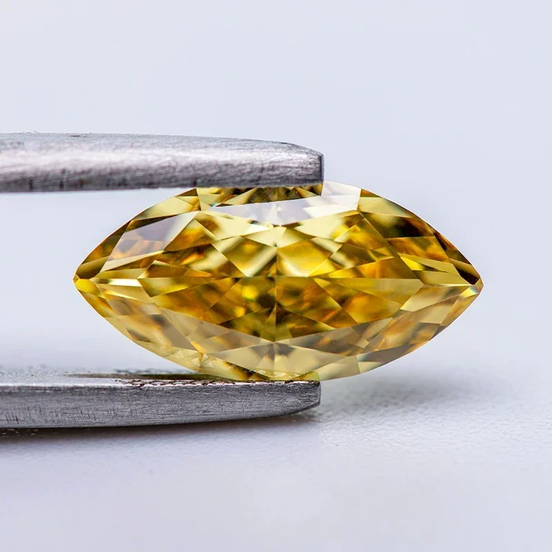 

Cubic Zirconia 5A Grade 4k Crushed Ice Cut Marquise Shape Yellow Color Charm Stone for DIY Jewelry Making Pendant Main Materials