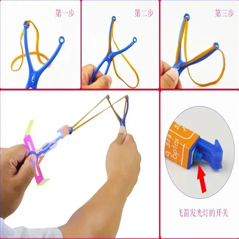 5/10 pezzi divertente fionda luminosa freccia volante LED illumina lampeggiante libellula bagliore per bambini giocattoli da festa regalo per illuminare il cielo