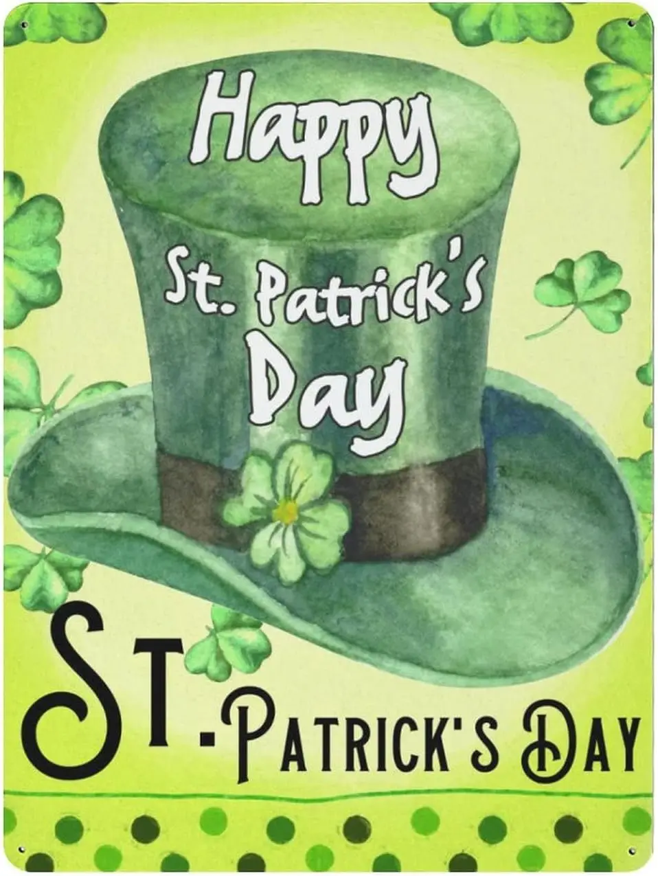 Happy St.Patricks Day Hat Metal Sign Wreath Signs Wall Art March 17 Home Decor for Living Room Porch Bedroom Housewarming Gift,1