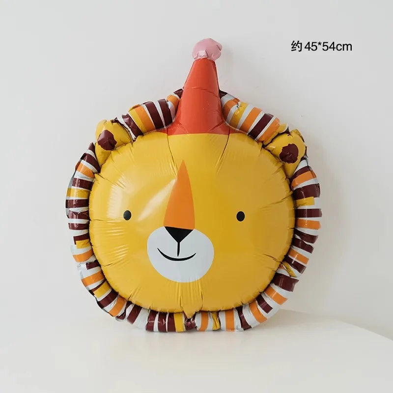 قبعات عيد ميلاد من رقائق الحيوانات الكرتونية، بالونات لطيفة على شكل دب قطة أسد للأطفال، ديكور الفصول الدراسية، مستلزمات الاحتفال بعيد الأطفال #3