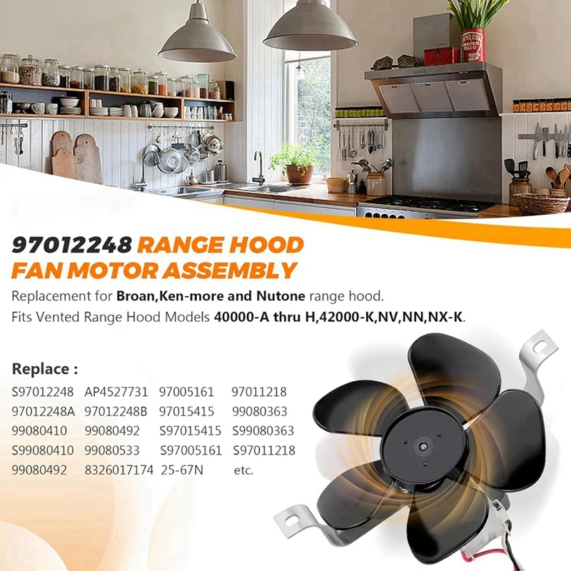 ABGR- 97012248   S 97012248   Motor de ventilador para capô de cozinha da Blutoget para capô de fogão Br.Oan Nutone 40000 e 42000 séries