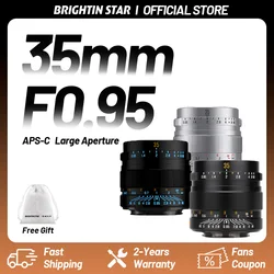 Brightin Star 35mm F0.95 APS-C Large Aperture Manual Focus Mirrorless Camera Lens Fit for Fuji X Sony E NikonZ Canon EOS-M EOSR
