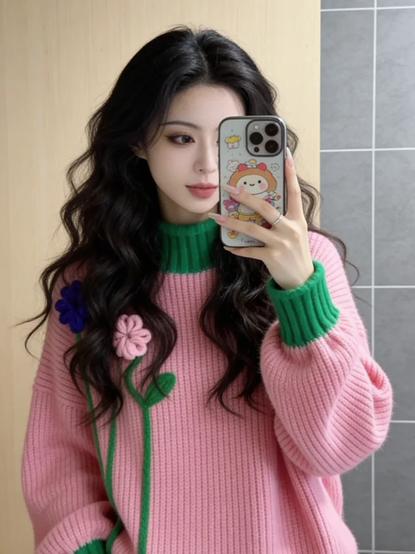 

Женский свободный вязаный свитер маленького размера в корейском стиле, новинка ранней осени, модный укороченный топ для девушек