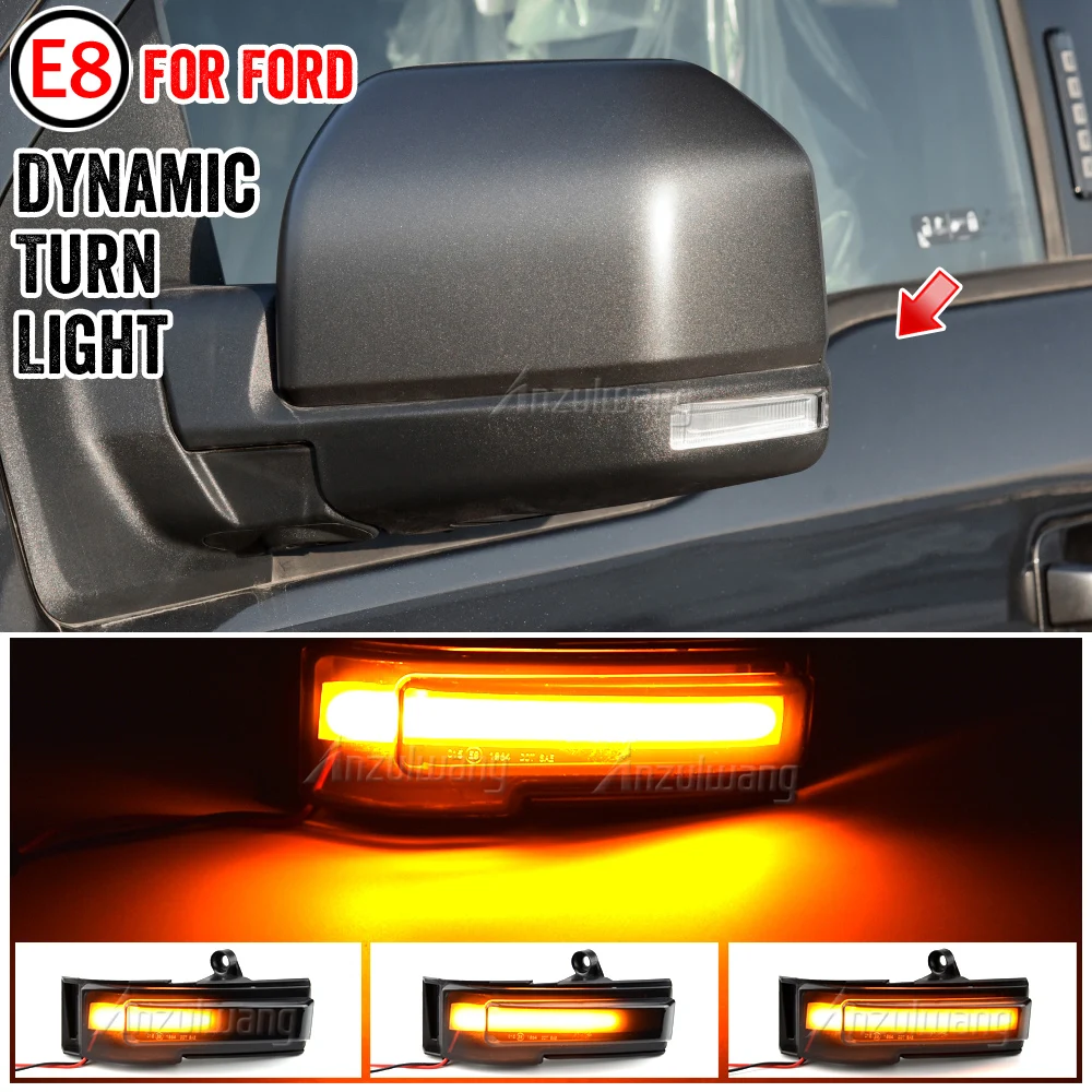 

For Ford F150 2015-2020 New Smoked LED Dynamic Car Rear View Mirror Turn Signal Light Flashing Lamps