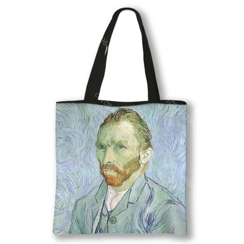 Ölgemälde von van Gogh Einkaufstaschen blühende Mandelbaum/Sternennacht Frauen Handtasche Leinwand Umhängetaschen lässige Tragetaschen