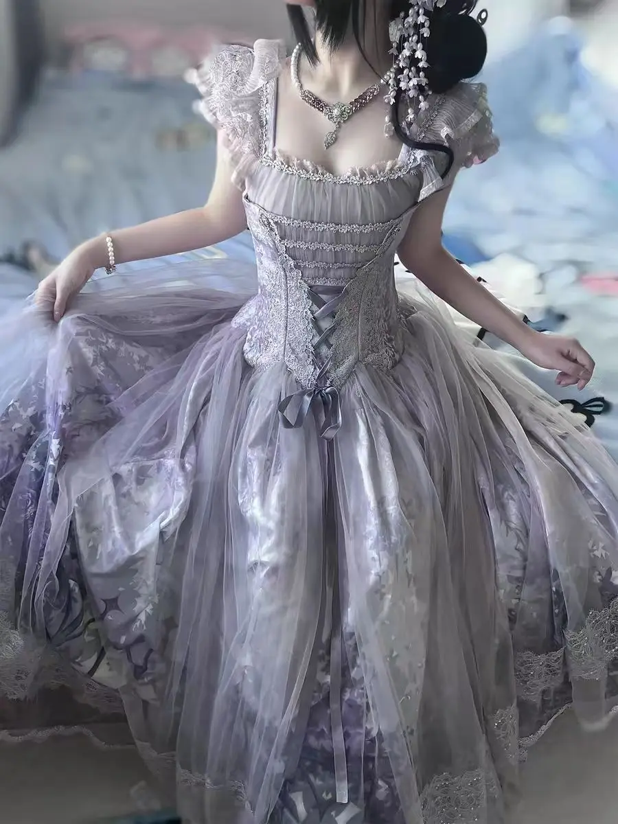 

New Spring Summer Lolita Evening Dress Super Fairy Princess Style Elegant Dress for Girls Student Graduation Birthday Party