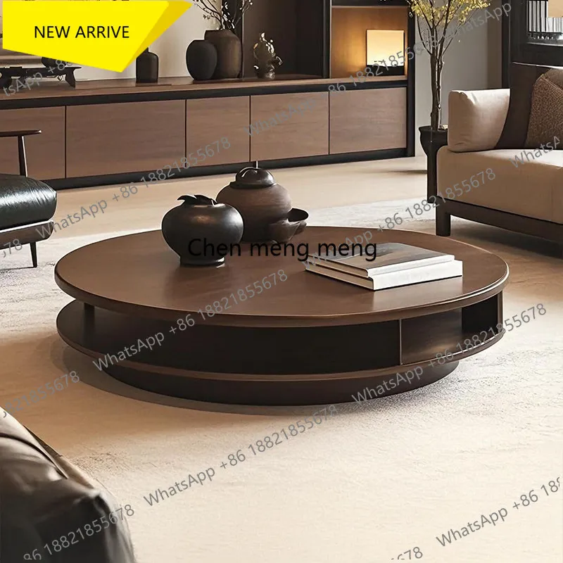 

Z183 Italian light luxury solid wood coffee table minimalist living room round table sofa edge table design style