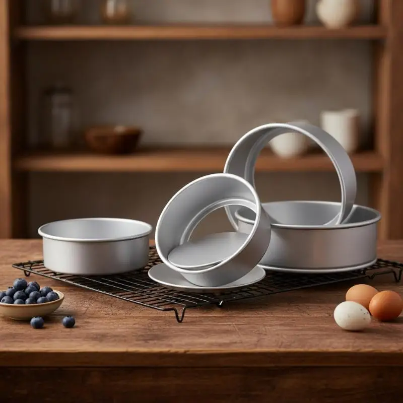 1Pcs Aluminum Alloy Round Cake Pan Set With Removable Bottom Perfect For Home Baking Birthday Cake Making