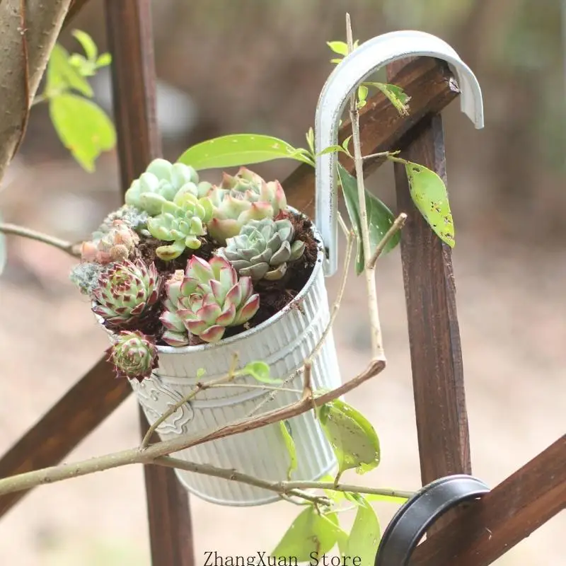Flower Pot Hanging Metal Display with Raised Front Badge for Balcony Window-Side Home Garden Daily Use Today Home 3XUF