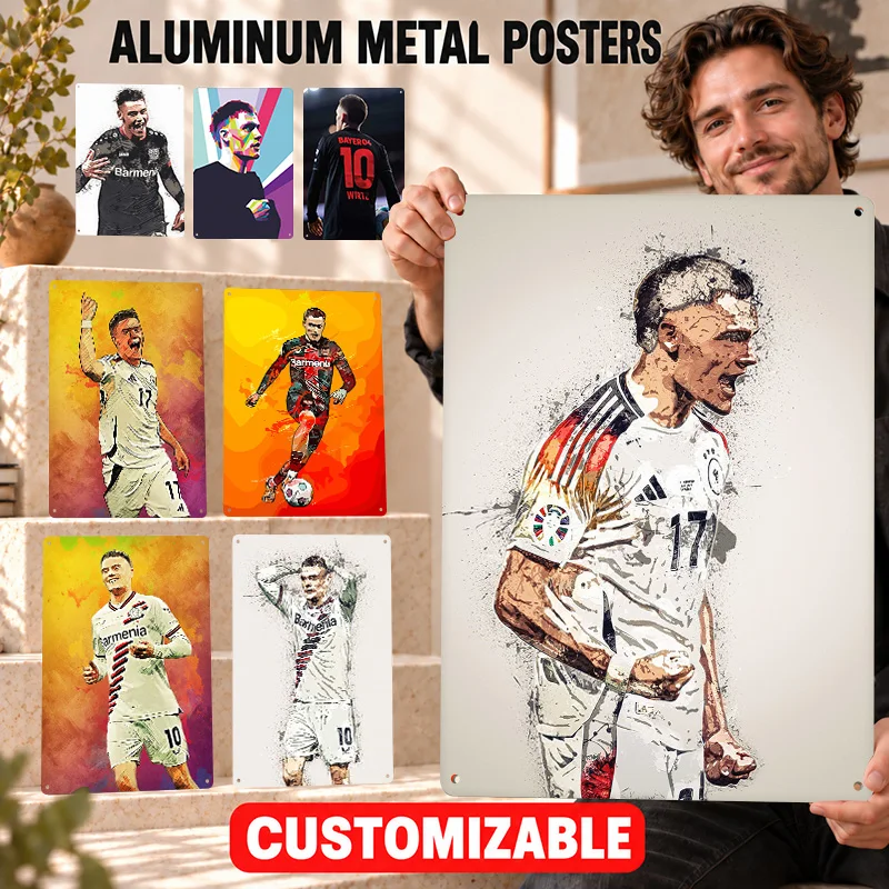 Florian Wirtz German Football Player Printed Posters Personalized Aluminum Metal Sign Wall Art For Bedroom Or Entertainment Room