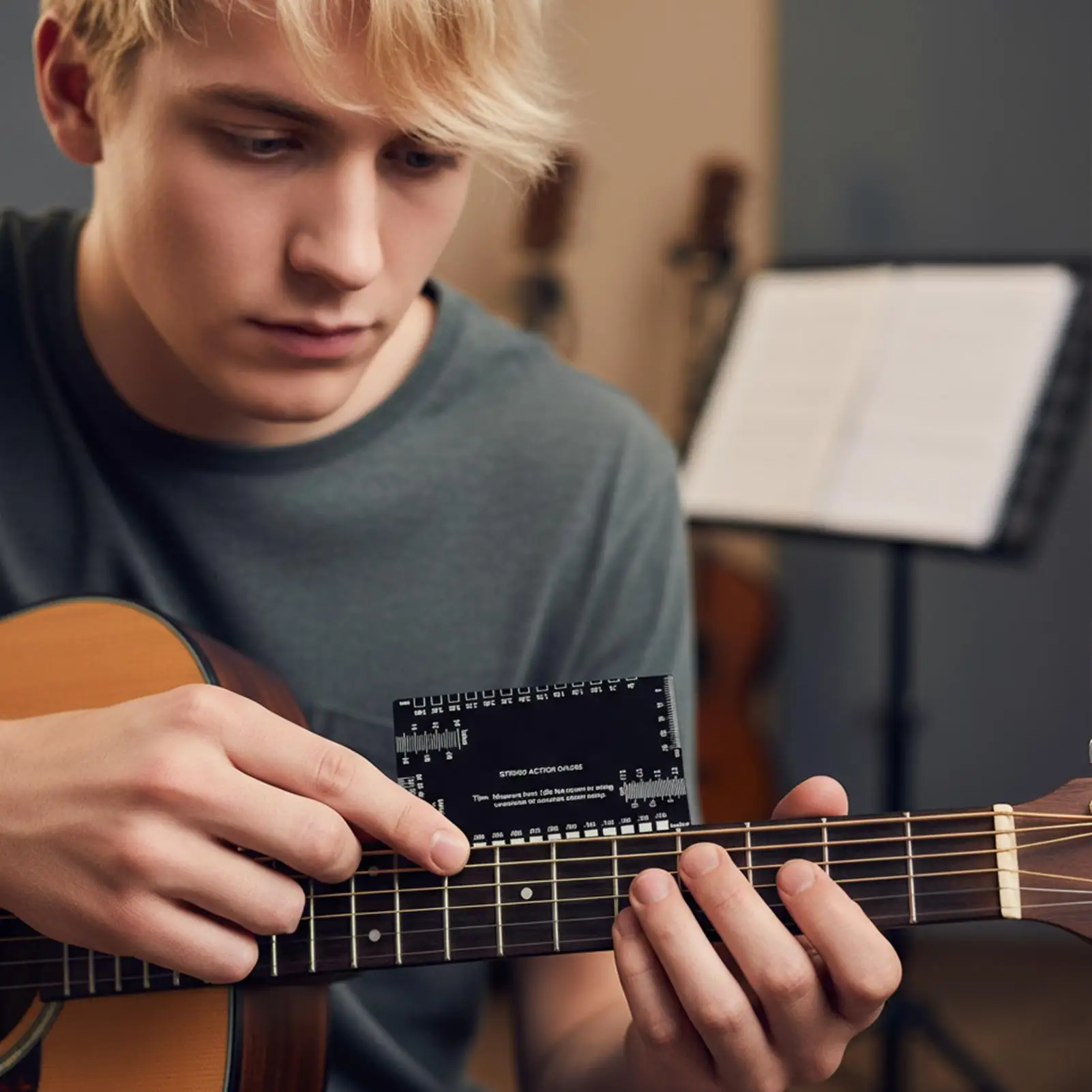 

Guitar Action Gauge Stainless Steel Metric Imperial String Action Gauge Guitar Adjustment Tool For Women Men Home School Stage