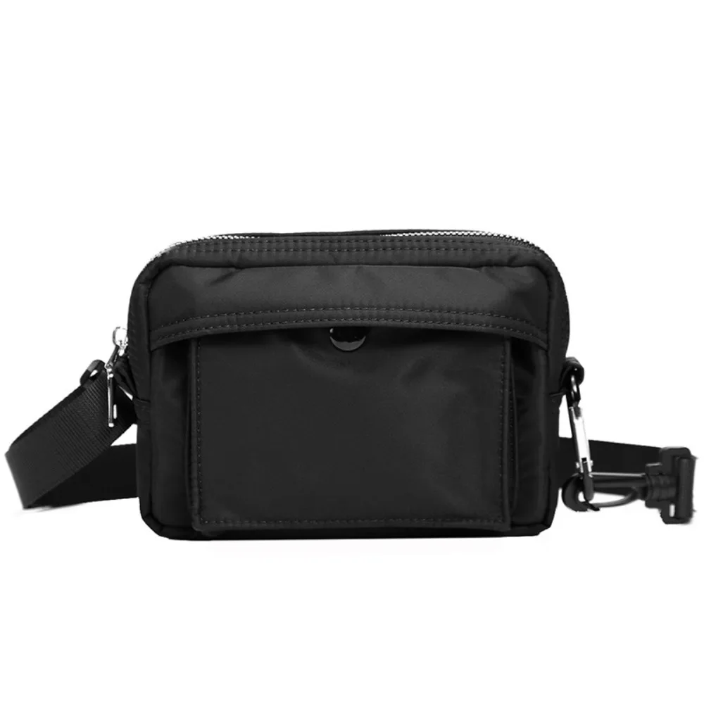 

Fashion Solid Color Men Mobile Bags Multifunctional Wide Strap Nylon Crossbody Bag Lightweight Zipper Simple Shoulder Bag Work