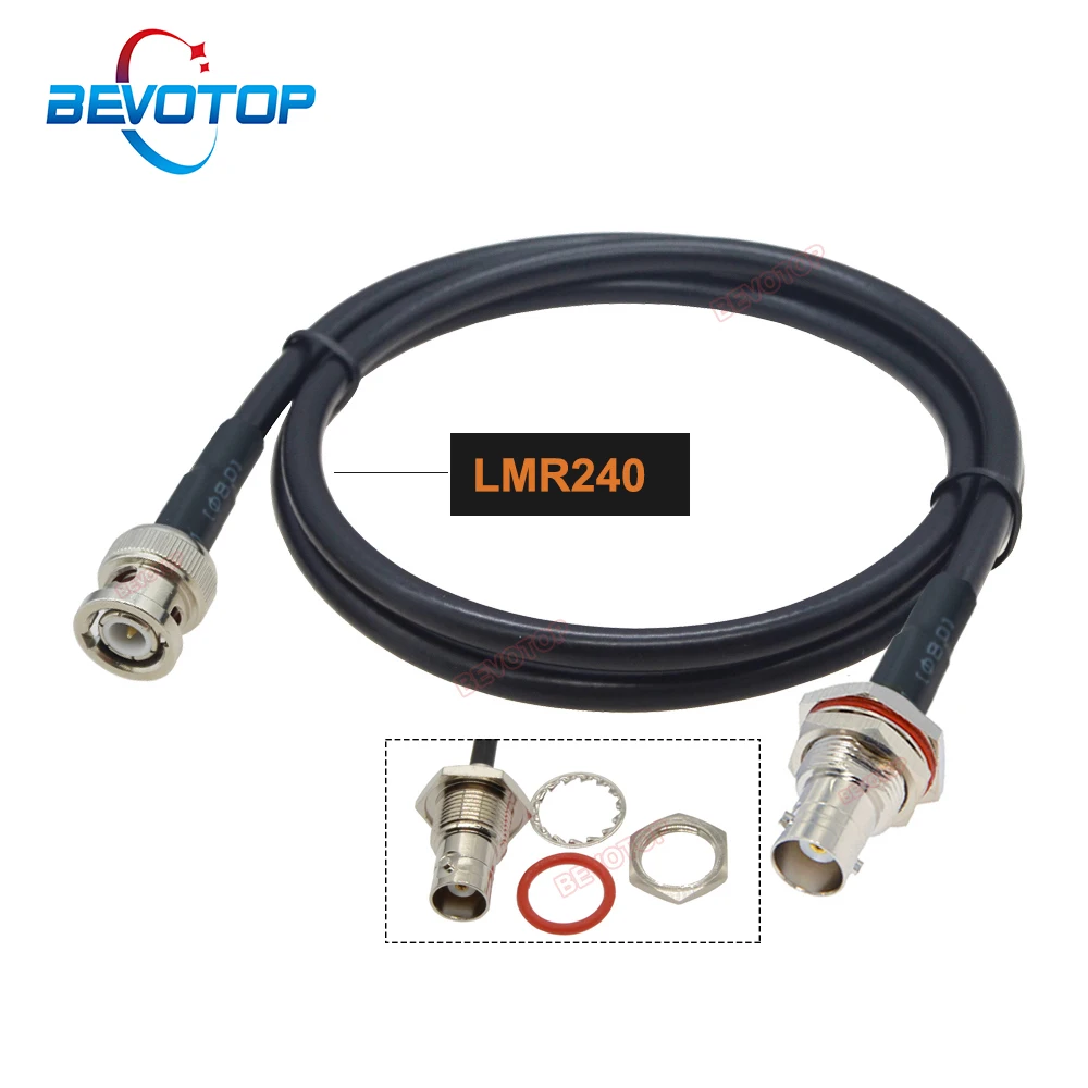 BNC Male to BNC Female Waterproof Bulkhead LMR240 RF Coaxial Cable LMR-240 50-4 Low Loss 50 ohm Pigtail Jumper Extension Cord