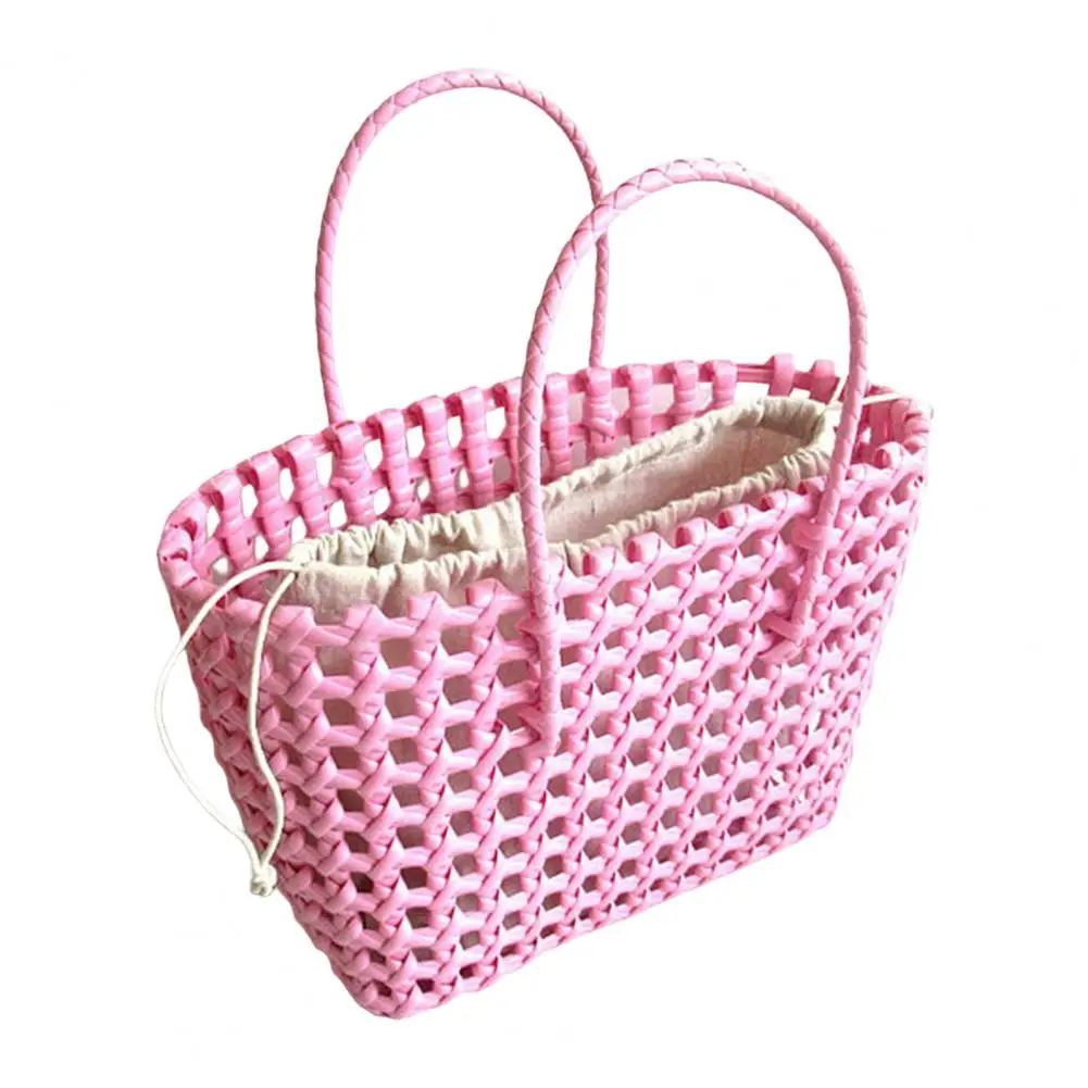 Straw Beach Bag Hollow Square Large Capacity Portable Shopping Basket Storage Supplies